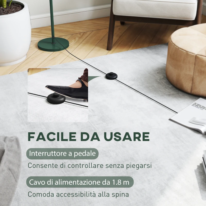 HOMCOM Lampada da Terra con Paralume Semicircolare e Interruttore a Pedale, in Acciaio, Ø30x155 cm, Verde