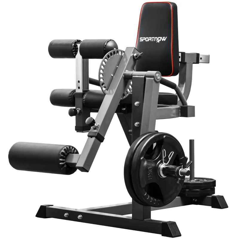 SPORTNOW Calf Machine con Schienale e Cuscinetti Regolabili, in Acciaio, Plastica ed EVA, 100x90x105 cm, Grigio e Nero