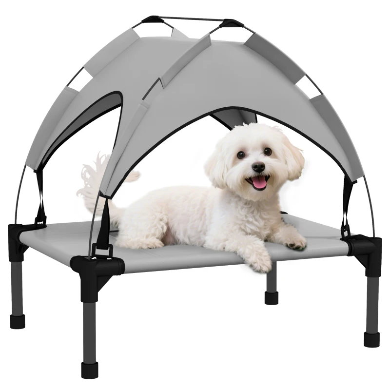 PawHut Cooling Raised Pet Bed w/ Washable Breathable Mesh, for Mini Small Dogs, 61 x 46 x 63cm - Light Grey