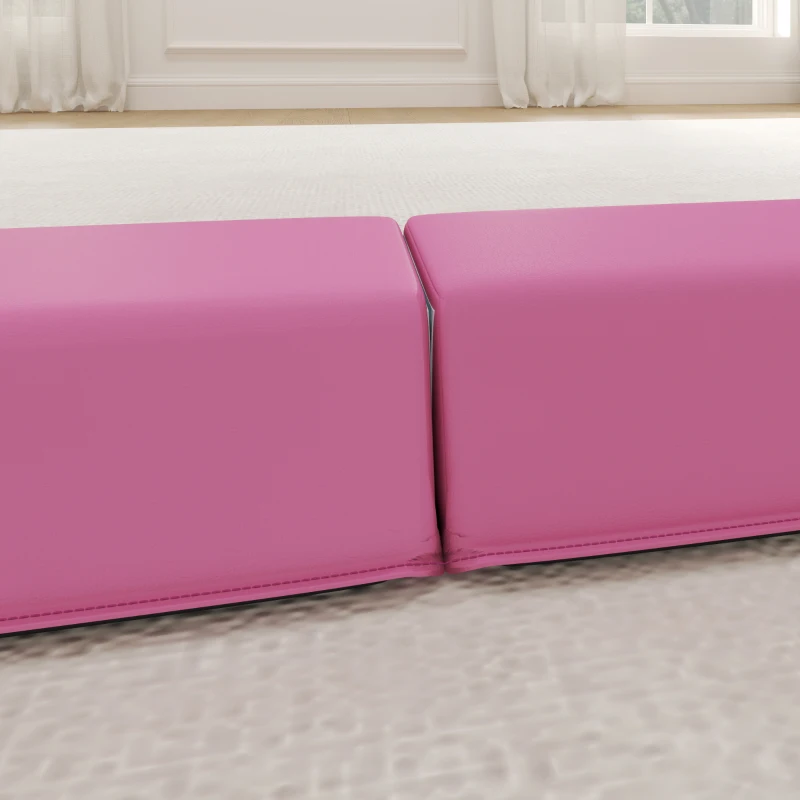 SPORTNOW 7.7ft Folding Gymnastics Beam, Floor Balance Beam for Kids with Anti-Slip Base, Gymnastics Equipment for Home, Pink