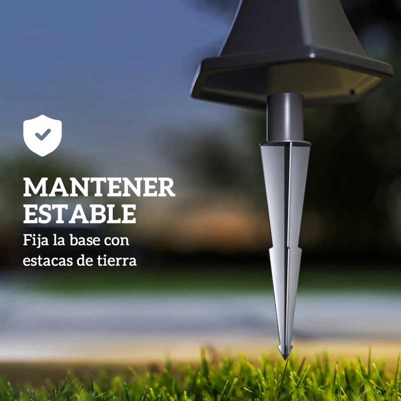 Outsunny 2 Farolas Solares de Jardín con Luz LED Blanca 6000K IP44 Set de 2 Farolas de Exterior 18,5x18,5x129 cm Negro