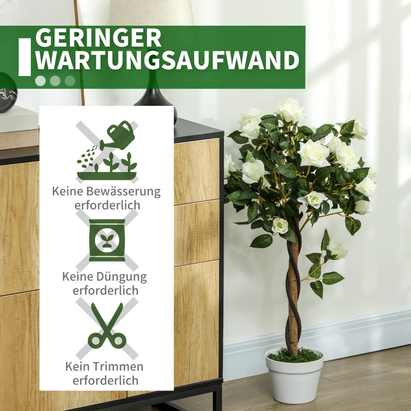 Outsunny Kunstbaum, Künstliche Pflanze im Zementtopf, Kunstpflanze