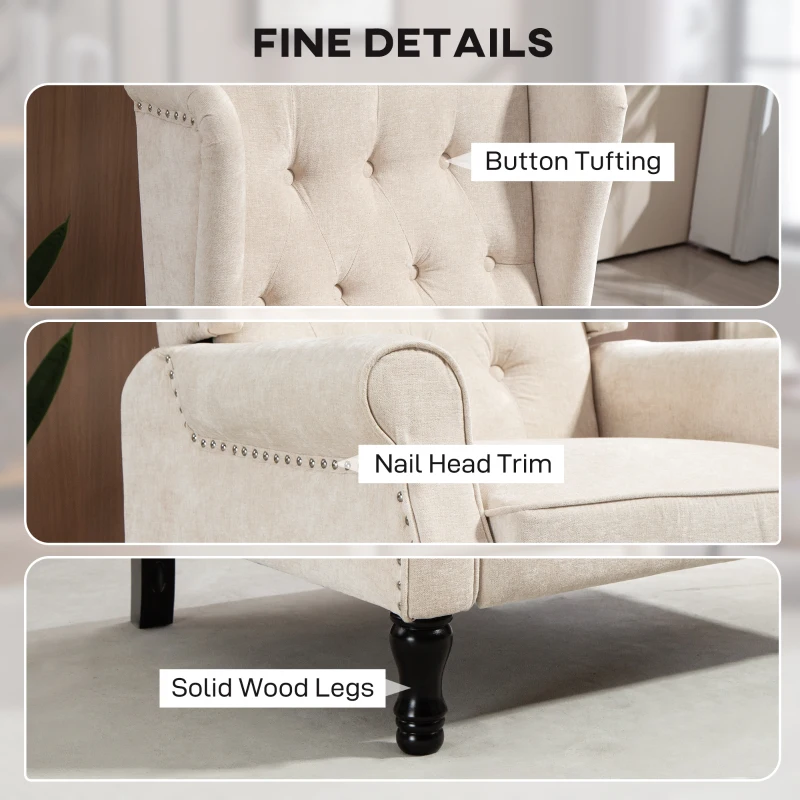 HOMCOM 150° Reclining Vintage Armchair, with footrest - Beige