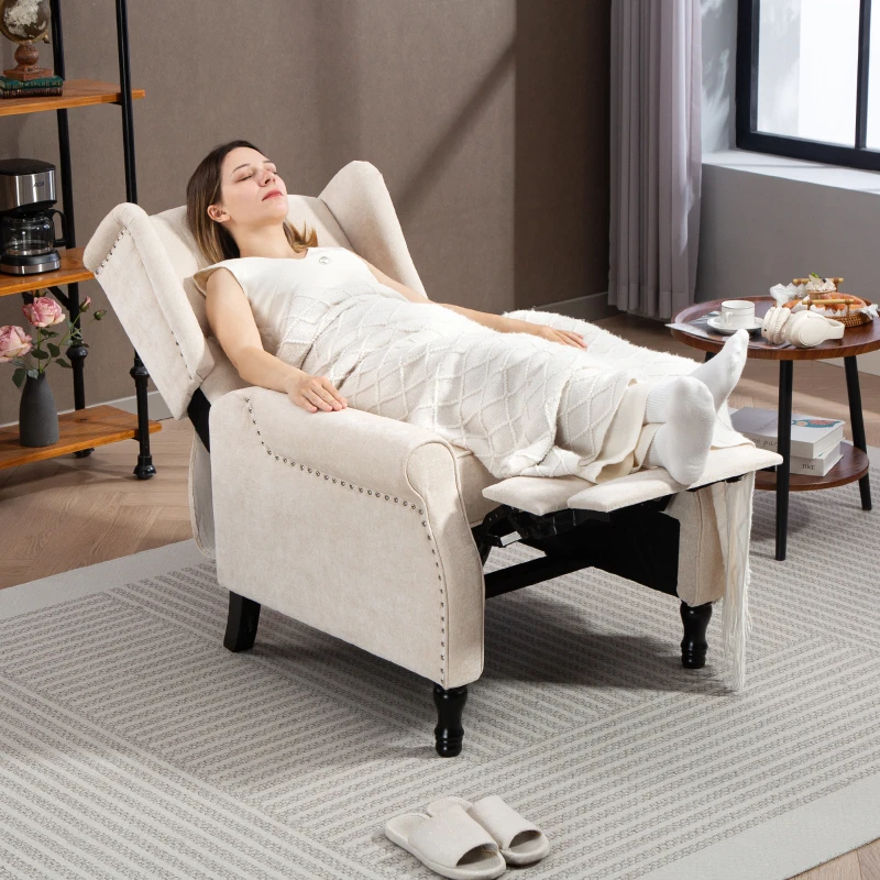 HOMCOM 150° Reclining Vintage Armchair, with footrest - Beige