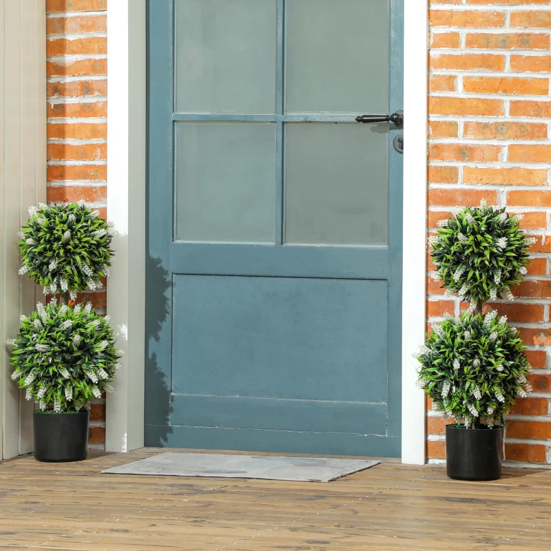 HOMCOM 2er-Set Künstliche Pflanzen, UV-beständige Kunstpflanze im Blumentopf, 70 cm Zimmerpflanze für Wohnzimmer, Garten