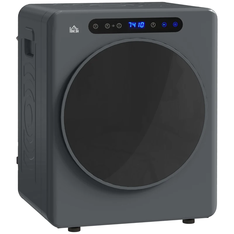 HOMCOM Secadora de ropa, 6 Programas, 40-60℃, 4 kg de Capacidad, Compacta, Control táctil, Gris
