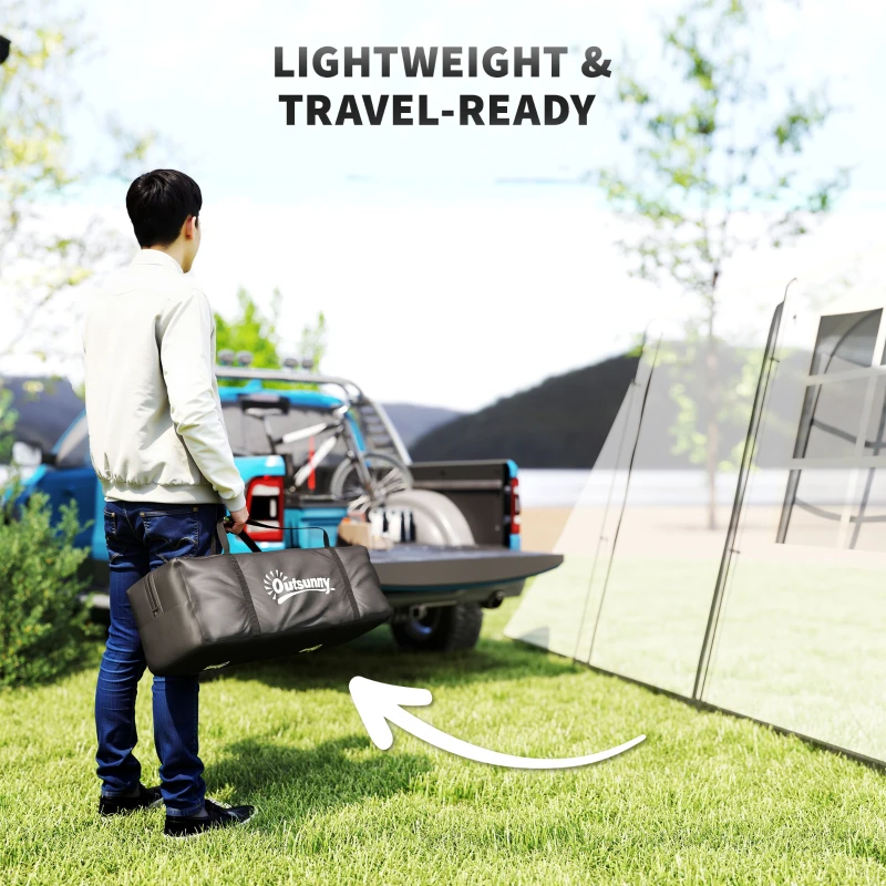 Outsunny 4 Man Tunnel Tent, Family Camping Tent with Porch, Bedroom and Living Area, Sewn in Groundsheet, 3000mm Waterproof, Portable with Bag for Hiking, Festival, Backpacking, Khaki