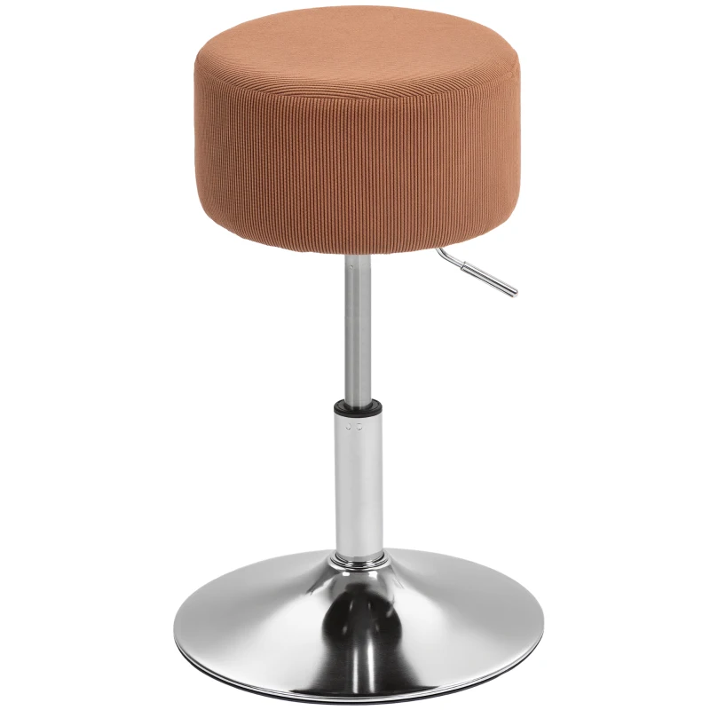 HOMCOM Banco de Bar Banco Alta de Cozinha Ajustável em Altura 52-66 cm Estofado em Veludo Giratória a 360° Marrom