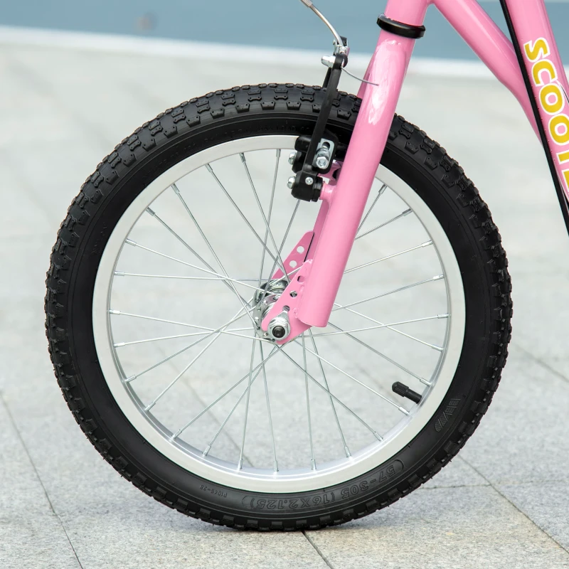 HOMCOM kinderstep step scooter stadsscooter kinderen scooter kickboard vanaf vijf jaar 16/12 inch roze 135 x 58 x 92-100 cm(m-10)