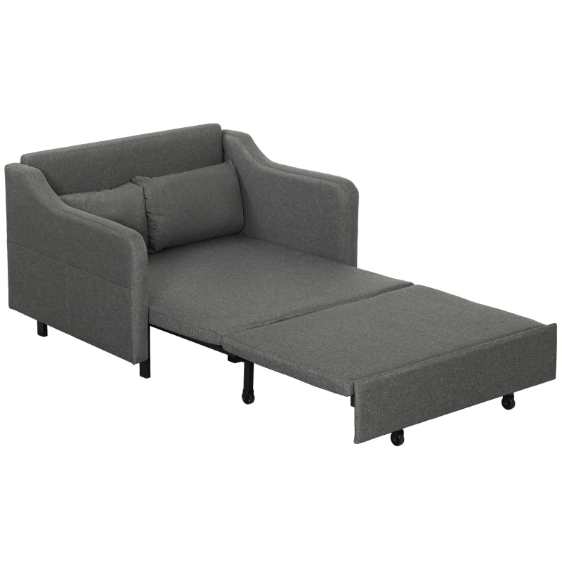 HOMCOM Two-Seater Pull-Out Sofa Bed - Grey