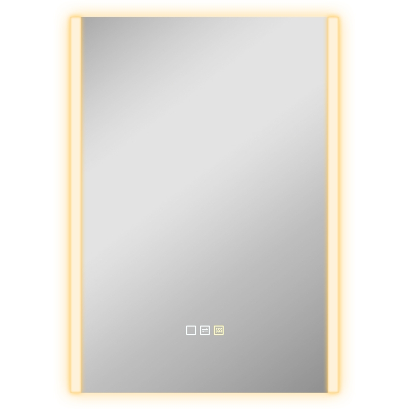 HOMCOM Espelho de Casa de Banho com Luz LED 70x50 cm 3 Cores de Luz Função Antiembaciamento Função de Memória IP44 Prata