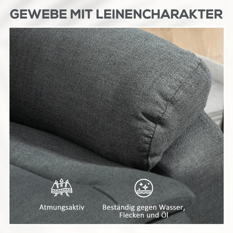 HOMCOM Fauteuil de releveurs, fauteuil inclinable électrique avec fonction de massage, fauteuil rembourré avec fonction de relevage, métal, tissu, Gris