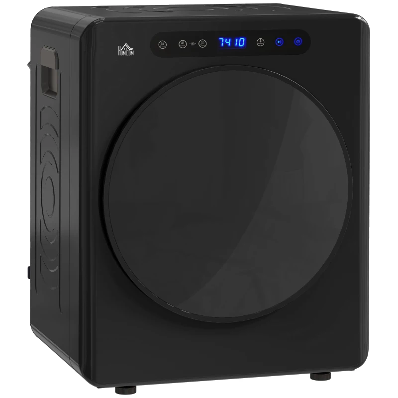 HOMCOM Asciugatrice, 6 Programmi, 40-60℃, 4 kg Capacità, compatta, Touch-Control, Nero