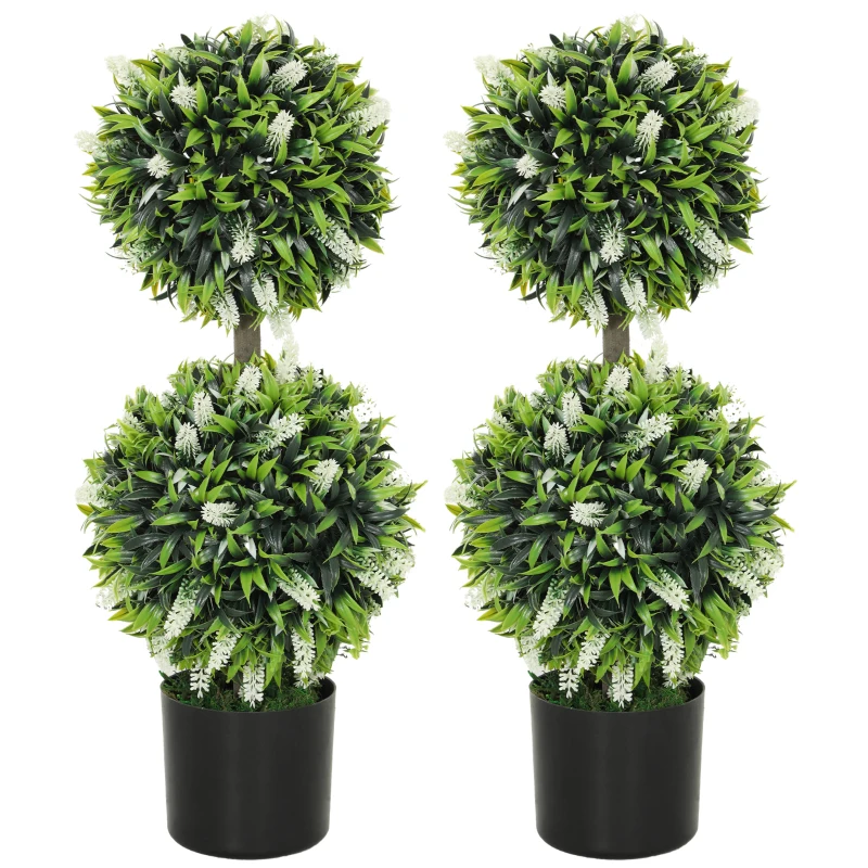 HOMCOM Set de 2 Plantas Artificiales, Planta Artificial resistente a los rayos UV en maceta, 70 cm de altura para sala de estar, jardín