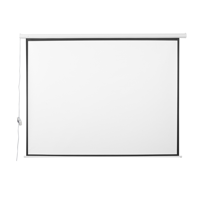 HOMCOM Pantalla de Proyección Eléctrica 120 Pulgadas Formato 4:3 con Mando a Distancia 244x183 cm Blanco