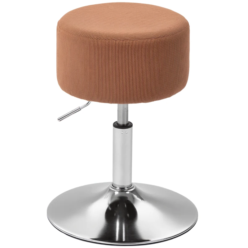 HOMCOM Banco de Bar Banco Alta de Cozinha Ajustável em Altura 52-66 cm Estofado em Veludo Giratória a 360° Marrom