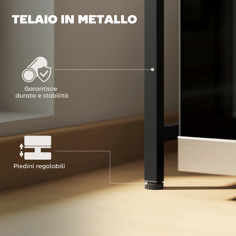 HOMCOM Porta Microonde Estensibile a 2 Livelli con 3 Ganci, in Metallo, 39.5-64x32x47.5 cm, Nero