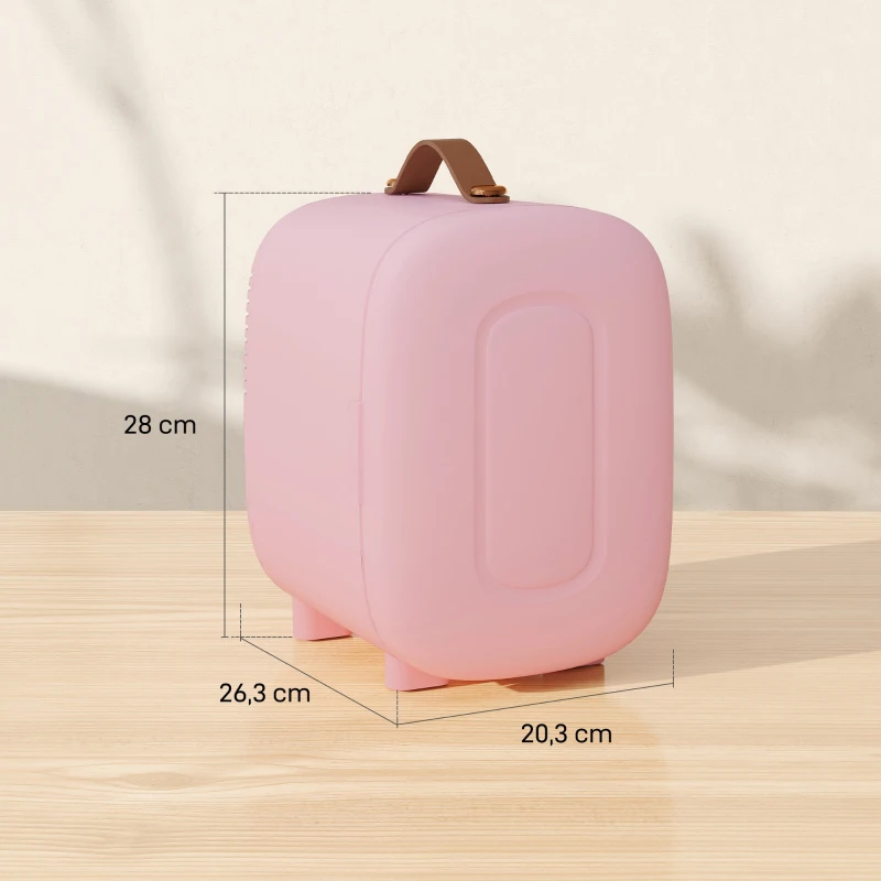 HOMCOM Mini Kühlschrank Kühlschrank Beauty Fridge, 4 L Fassungsvermögen, 20,3 x 26,3 x 28 cm, Rosa(m-3)