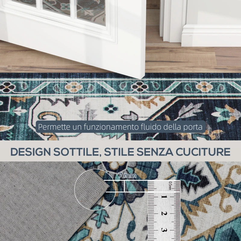 HOMCOM Tappeto Boho Antiscivolo e Lavabile a Pelo Corto per Soggiorno e Camera, 230x160 cm, Multicolore