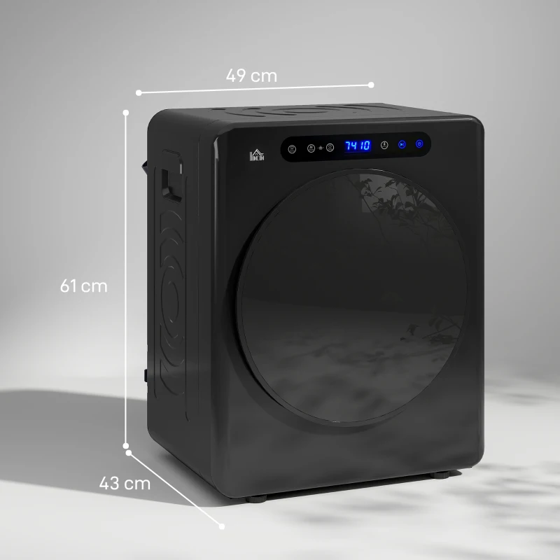HOMCOM Wasdroger, 6 Programma's, 40-60℃, 4 kg capaciteit, compact, Touch-bediening, Zwart(m-3)