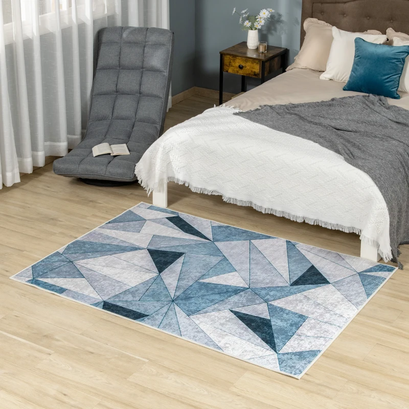 HOMCOM Alfombra de Salón Moderna de Terciopelo 230x160 cm Alfombra Geométrica con Base Antideslizante  Multicolor