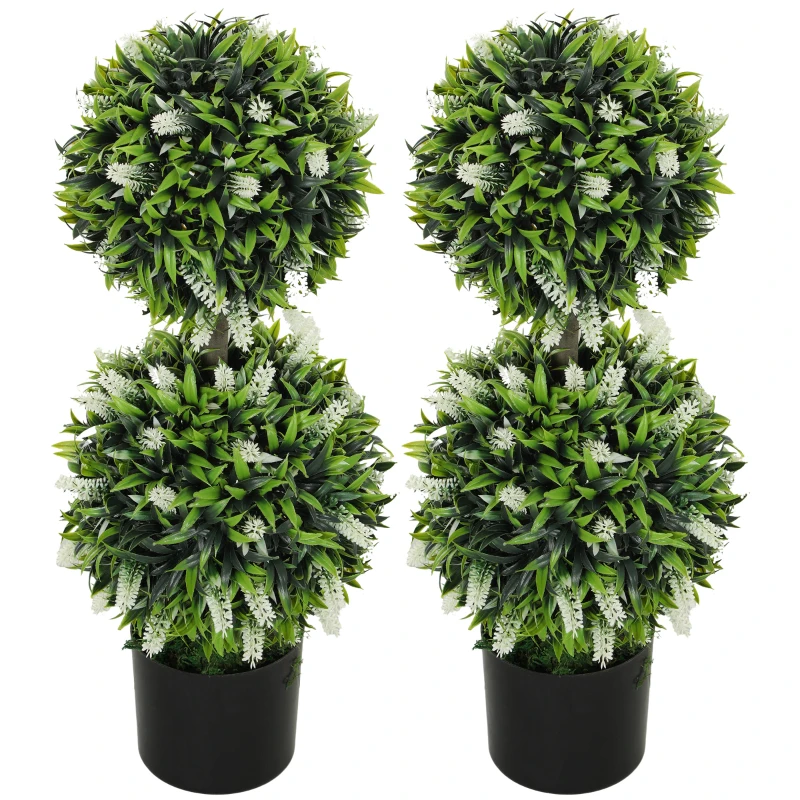 HOMCOM 2er-Set Künstliche Pflanzen, UV-beständige Kunstpflanze im Blumentopf, 70 cm Zimmerpflanze für Wohnzimmer, Garten