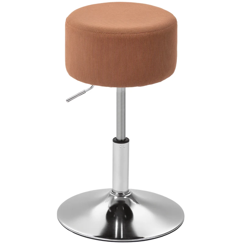 HOMCOM Banco de Bar Banco Alta de Cozinha Ajustável em Altura 52-66 cm Estofado em Veludo Giratória a 360° Marrom