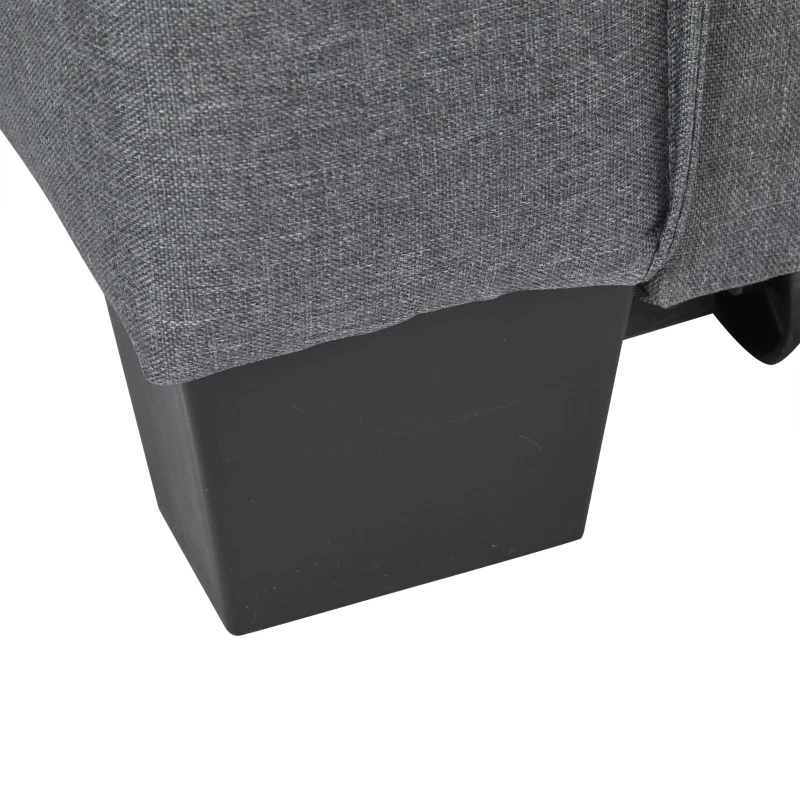 2 Seater Sofa Bed with Cup Holders, Convertible Fabric Sofa Chair with Adjustable Backrest and Storage Pockets, 140L x 96W x 97H cm, Gray