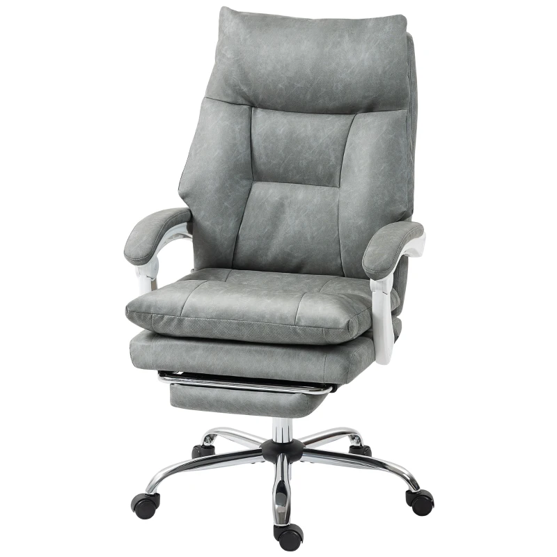 HOMCOM Faux Leather Office Chair, with Inflatable Lumbar - Grey