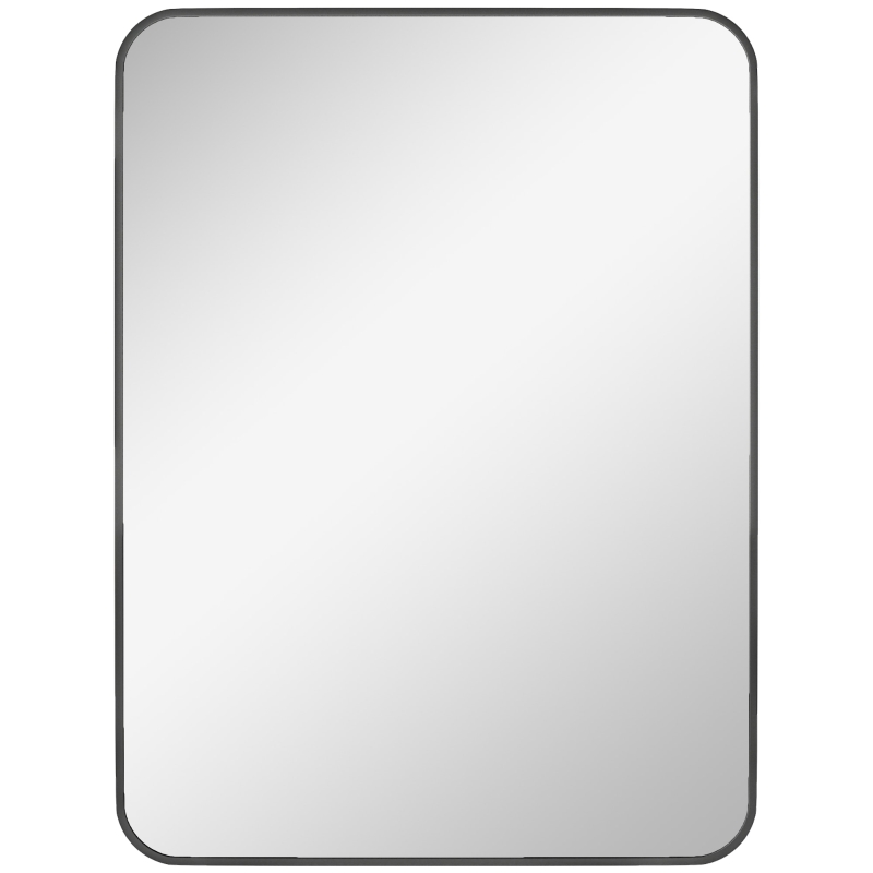 HOMCOM Espelho Casa de Banho 60x80 cm Espelho de Parede com Estrutura de Metal Vertical e Horizontal para Entrada Preto