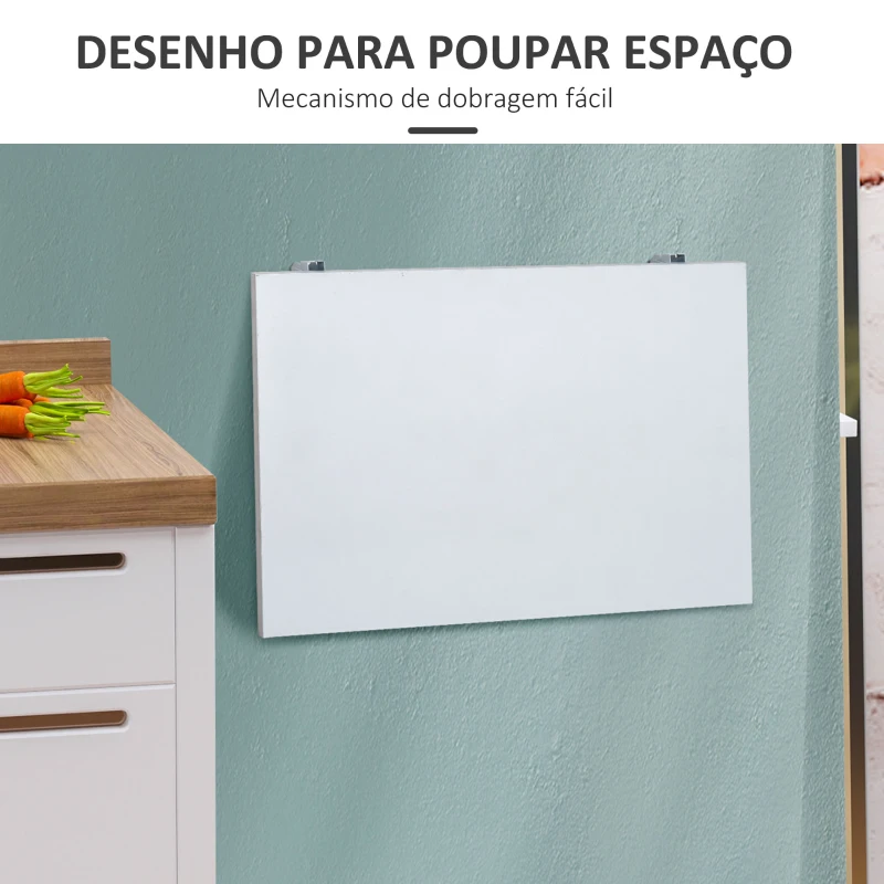 HOMCOM Mesa Dobrável de Parede Mesa Auxiliar Suspensa para Cozinha Sala de Jantar 60x40x20cm Branco