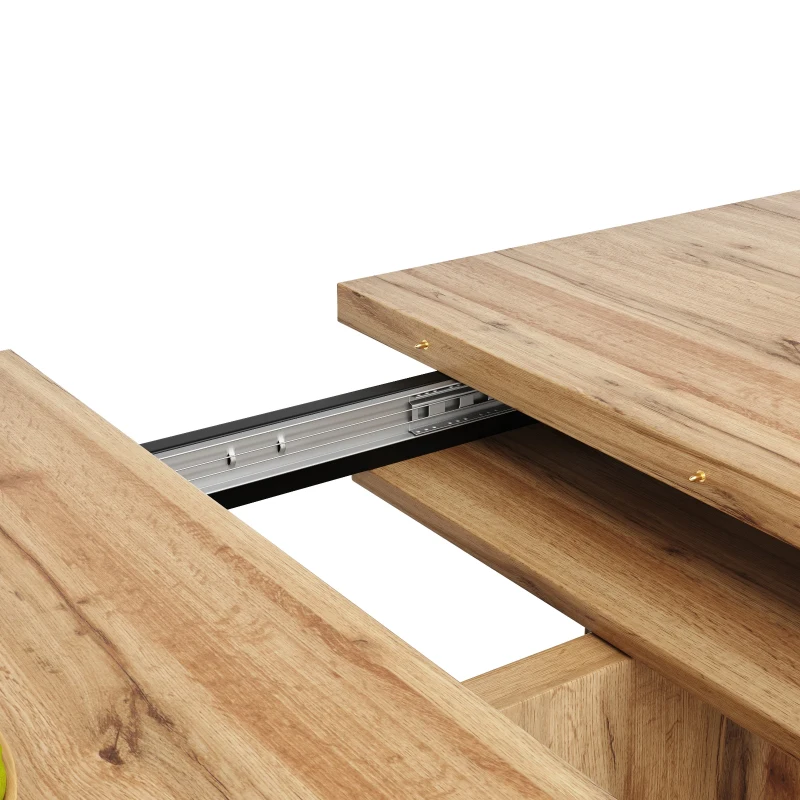 Extendable Dining Table with Adjustable Feet and Silent Expansion, Telescopic MDF Table, Ideal for Kitchen, 119L x 80W x 75H cm, Natural