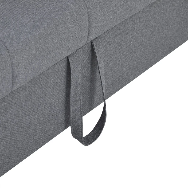 2 Seater Sofa Bed with Cup Holders, Convertible Fabric Sofa Chair with Adjustable Backrest and Storage Pockets, 140L x 96W x 97H cm, Gray