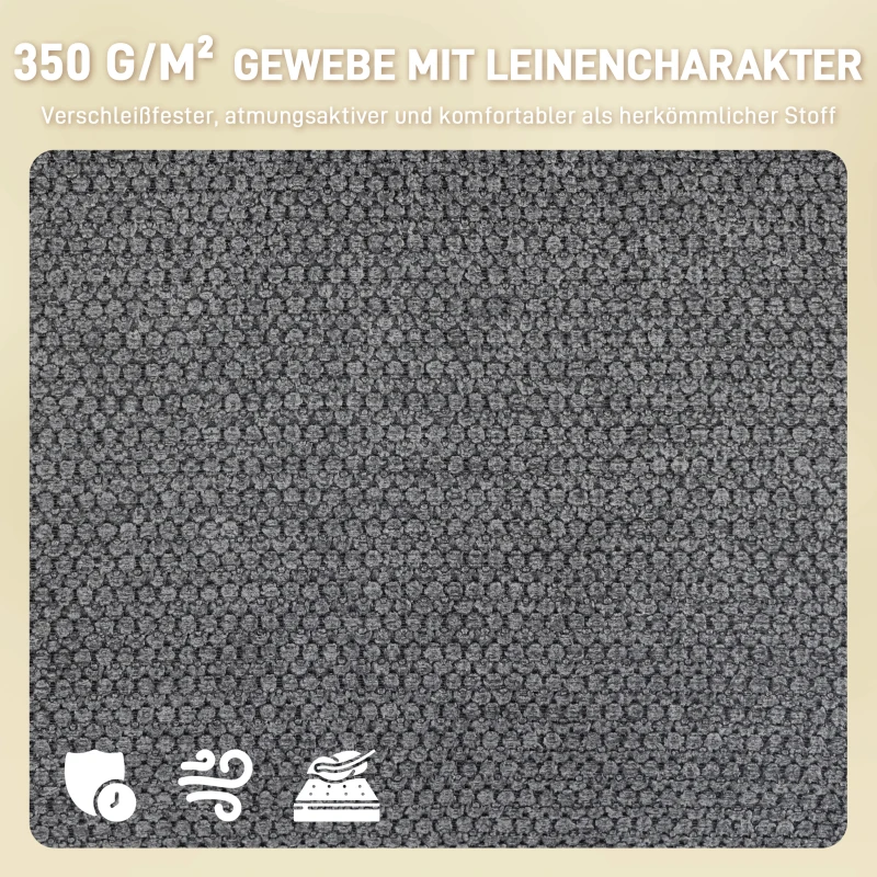 HOMCOM Gepolsterter Esszimmerstuhl, Küchenstuhl mit dicker Polsterung, Armlehnen, Metallbeine, Grau