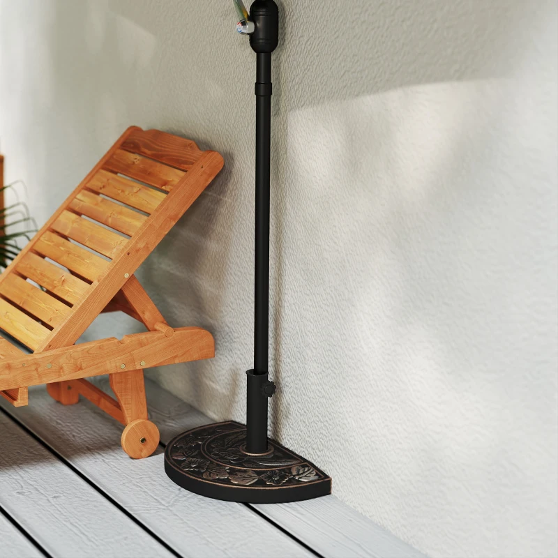 Outsunny Sonnenschirmständer aus Edelstahl Schirmständer mit Griffe, halbrund Schirmhalter, Schirmgewichtfür Sonnenschirm Ø3,8-Ø4,8 cm, für Balkon, Terasse, Garten, Bronze