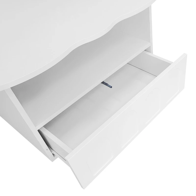 Cloud-Shaped Coffee Table with Drawer and Storage Compartments, Push-to-Open Mechanism, Easy Installation, 100L x 60W x 40.5H cm, White