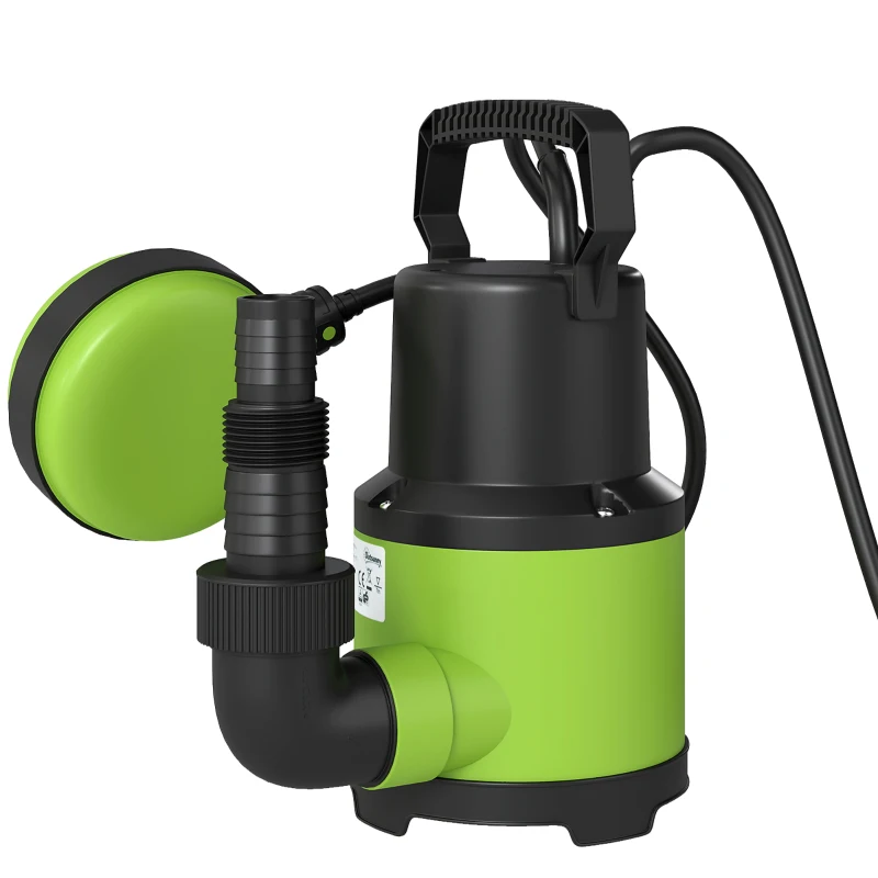 Outsunny 400W Submersible Water Pump for Dirty/Clean Water, 9000L/H Electric Sump Pump with Float Switch, Drain Water from Garden Pond, Hot Tub, Ditches, Portable and Lightweight