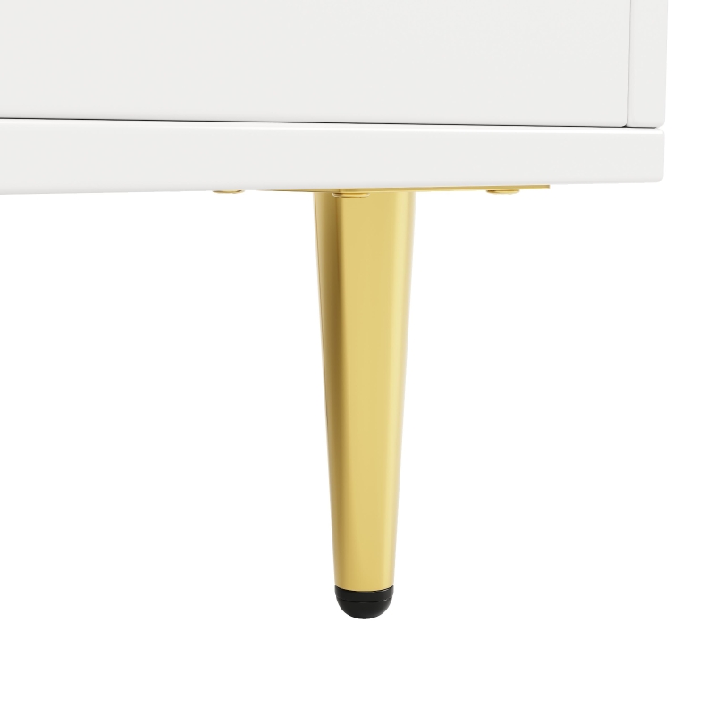 Multi-purpose Storage Cabinet with Changhong Glass Door, Wine Glass Holder, Multi-layered Storage Space, 145L x 39W x 171H cm, White