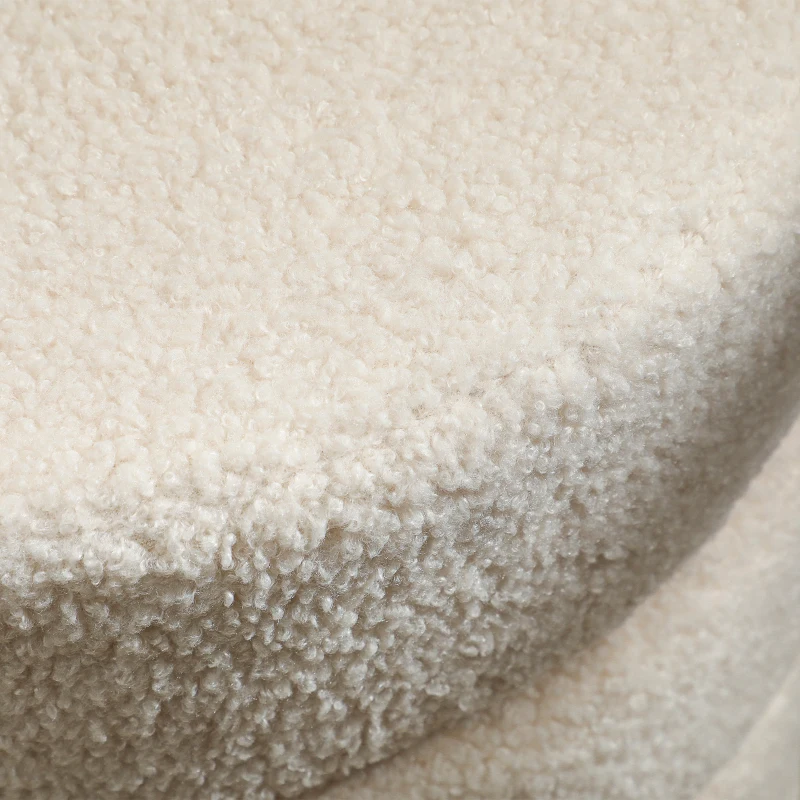 HOMCOM Pouf, rotondo, in peluche, telaio in metallo, fino a 120kg, Φ40x45H cm, Beige