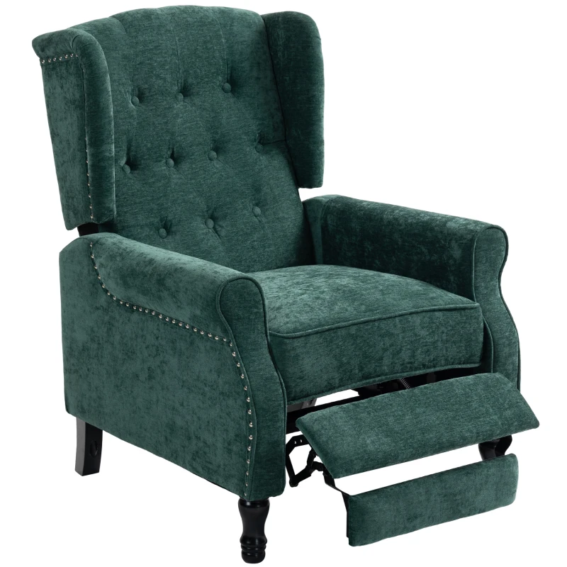 HOMCOM 150° Reclining Vintage Armchair, with footrest - Dark Green