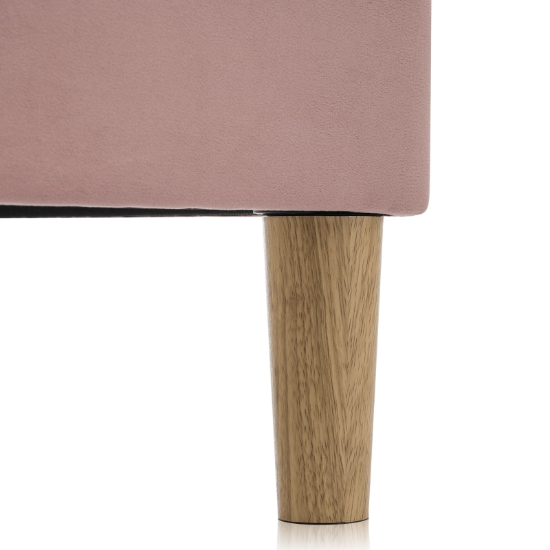 Upholstered Double Bed with USB and Type-C Charging Ports, Wooden Slatted Frame, Teenager Bed for Bedroom, 197L x 150W x 103H cm, Pink