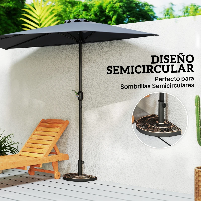 Outsunny Soporte para Parasol Peso 9 kg en Forma de Semicírculo para Poste de Paraguas de Ø3,8 cm y Ø4,8 cm 50x31x32 cm Bronce