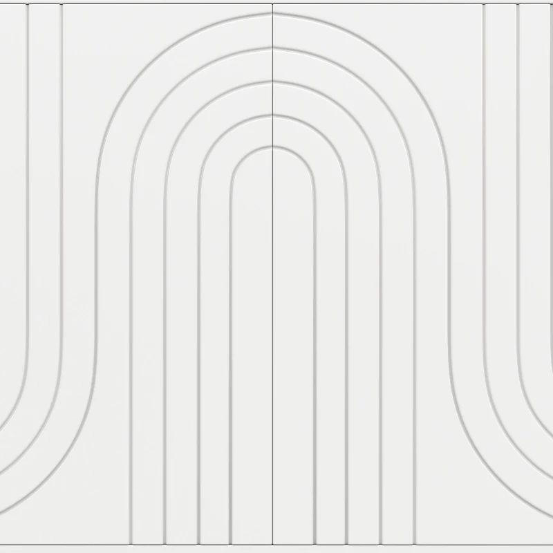 Wave Design Sideboard with Golden Handles and Feet, Elegant Storage Cabinet with 4 Doors and 2 Drawers, 152L x 40W x 75H cm, White