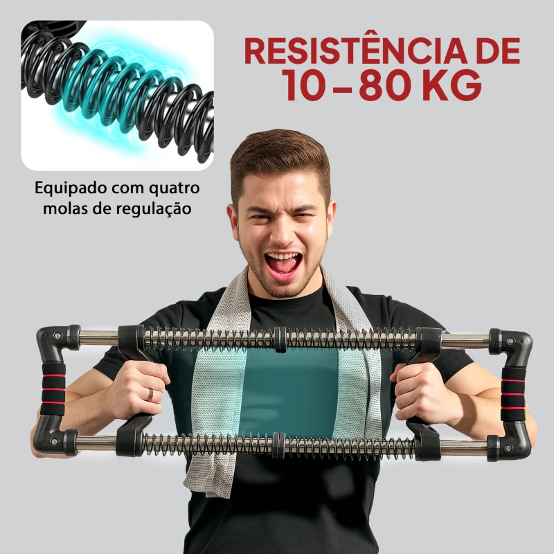 SPORTNOW Expansor de Peito Ajustável Extensor para Musculação com Resistência Ajustável 10-80 kg para Treino  Preto