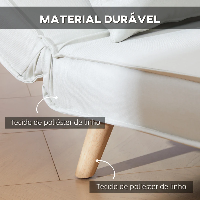 HOMCOM Poltrona 3 em 1 Sofá Cama Individual Dobrável com Encosto Ajustável em 6 Posições e Almofada 94x78x80 cm Bege