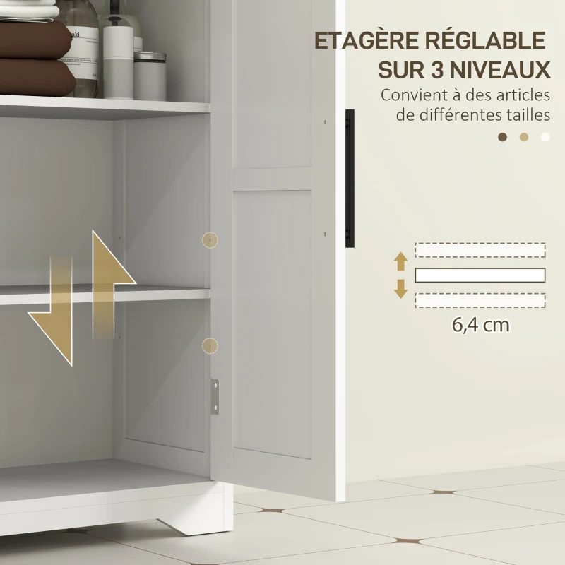 HOMCOM Meuble de salle de bain, meuble de rangement, avec 4 tiroirs, 1 placard, pour petits espaces, 81,2 x 30 x 83,8 cm, blanc