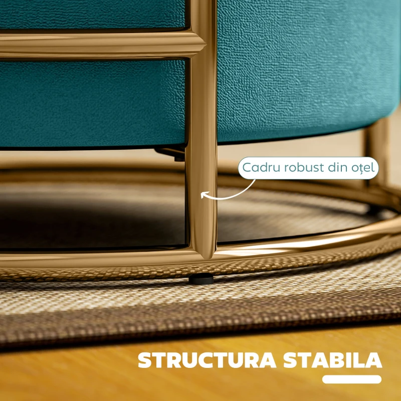 HOMCOM Pouf cu Spațiu de Depozitare în Catifea, 24L, Capac Detasabil, Ø42x39cm, Verde