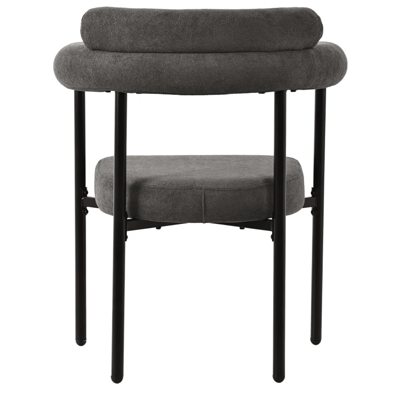 Set of 2 Modern Dining Chairs with High-Density Sponge, Sturdy Iron Frame, Ergonomic Faux Suede Armchair, 70L x 62W x 85H cm, Gray
