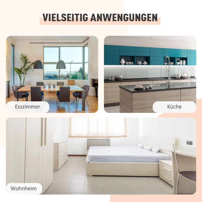 HOMCOM Klapptisch Esstisch Beistelltische Ablagefläche für Wohnzimmer Küche Eiche Holz Metallrahmen Natur+Weiß 169 x 60 x 75 cm