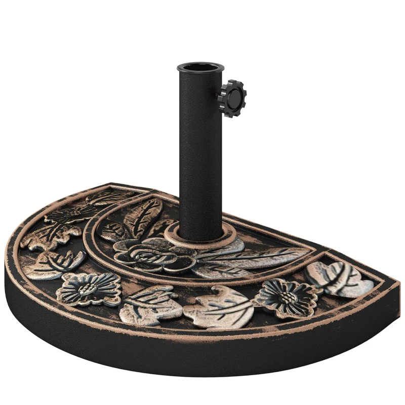 Outsunny Sonnenschirmständer aus Edelstahl Schirmständer mit Griffe, halbrund Schirmhalter, Schirmgewichtfür Sonnenschirm Ø3,8-Ø4,8 cm, für Balkon, Terasse, Garten, Bronze